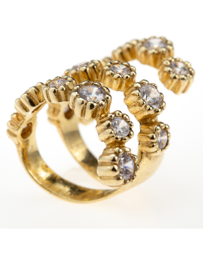 anel dourado zirconias