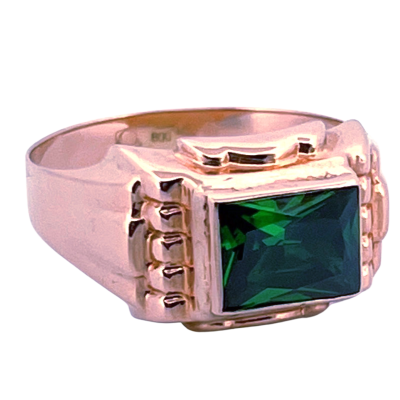 19K Yellow Gold Green Stone...