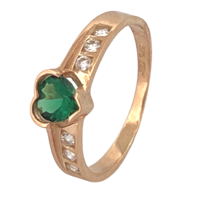9K Yellow Gold Green Stone...