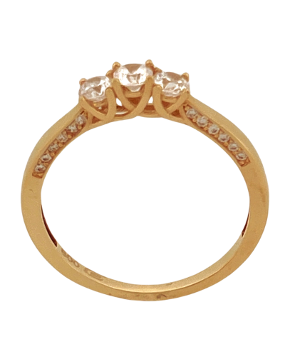 19K Yellow Gold 3-Stone Ring